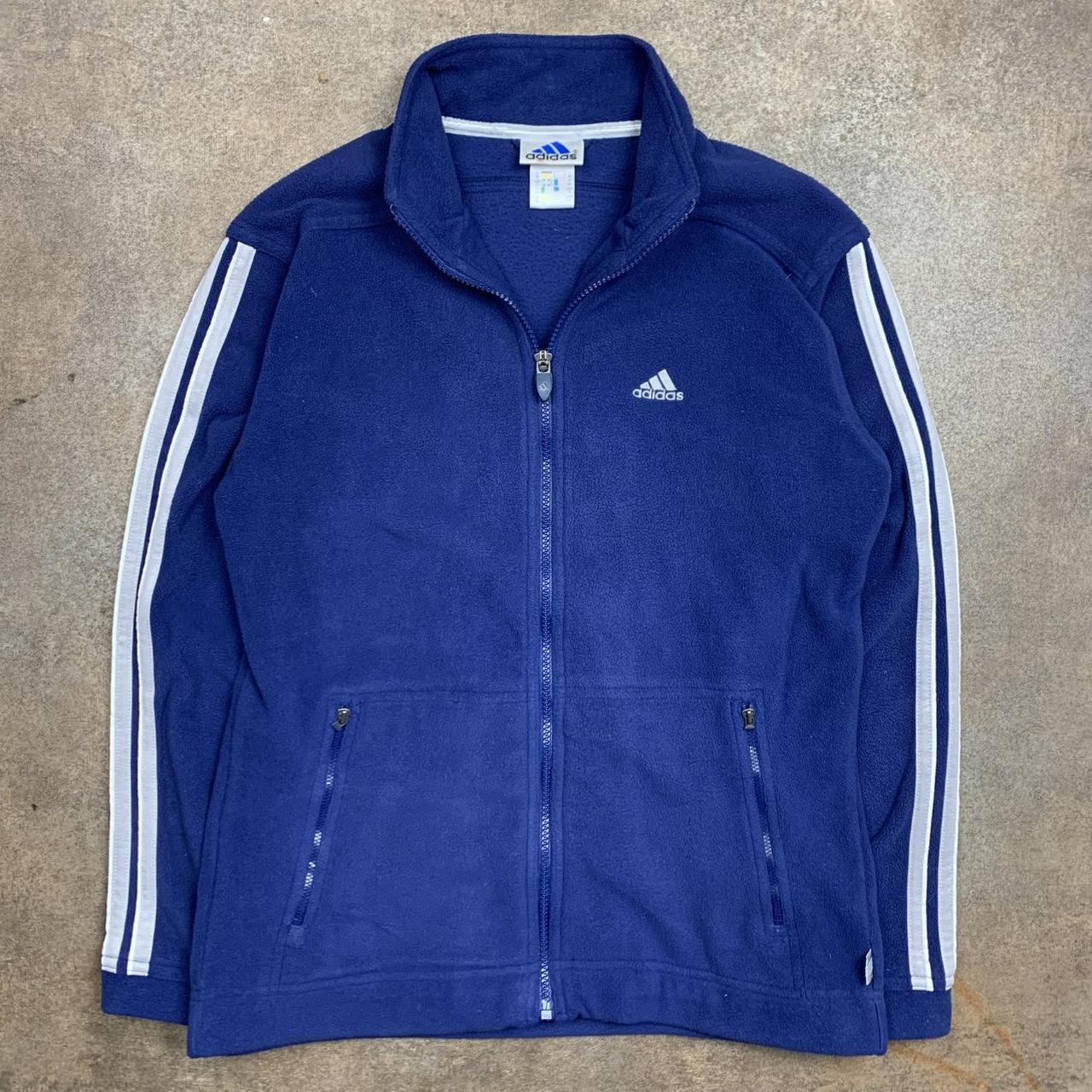 Adidas 00s graphic navy white fleece sweater