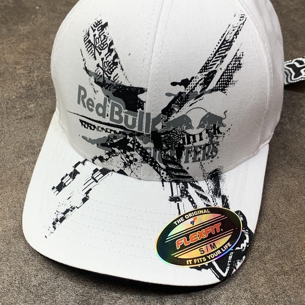 Fox Racing x Red Bull 00s white black grunge graphic cap