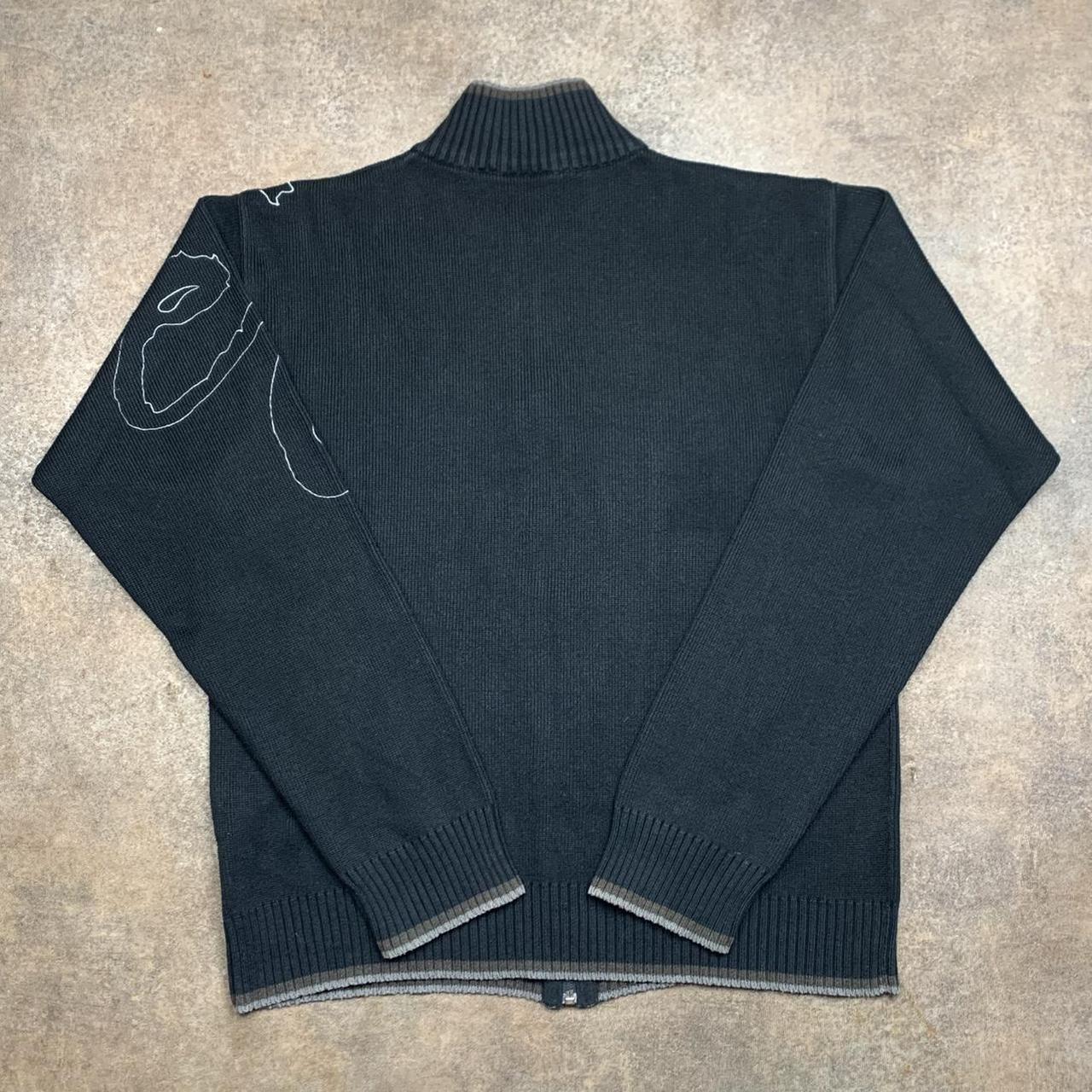 Quiksilver 00s black graphic zip knit jumper