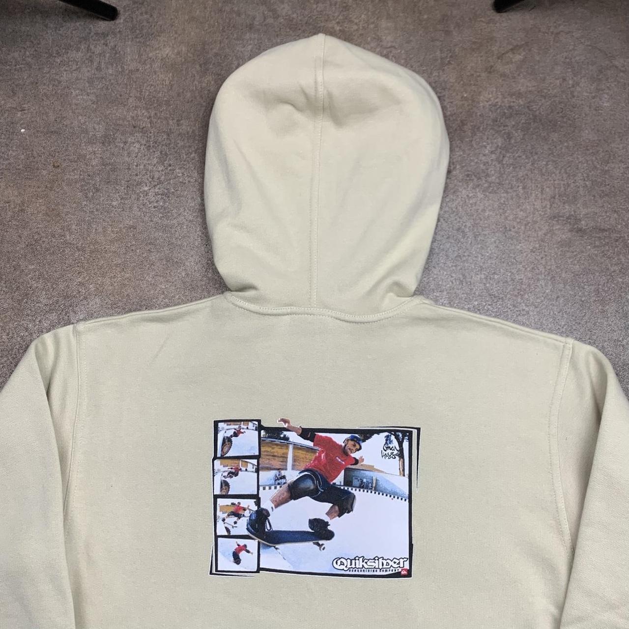 Quiksilver 90s cream skate graphic boxy hoodie