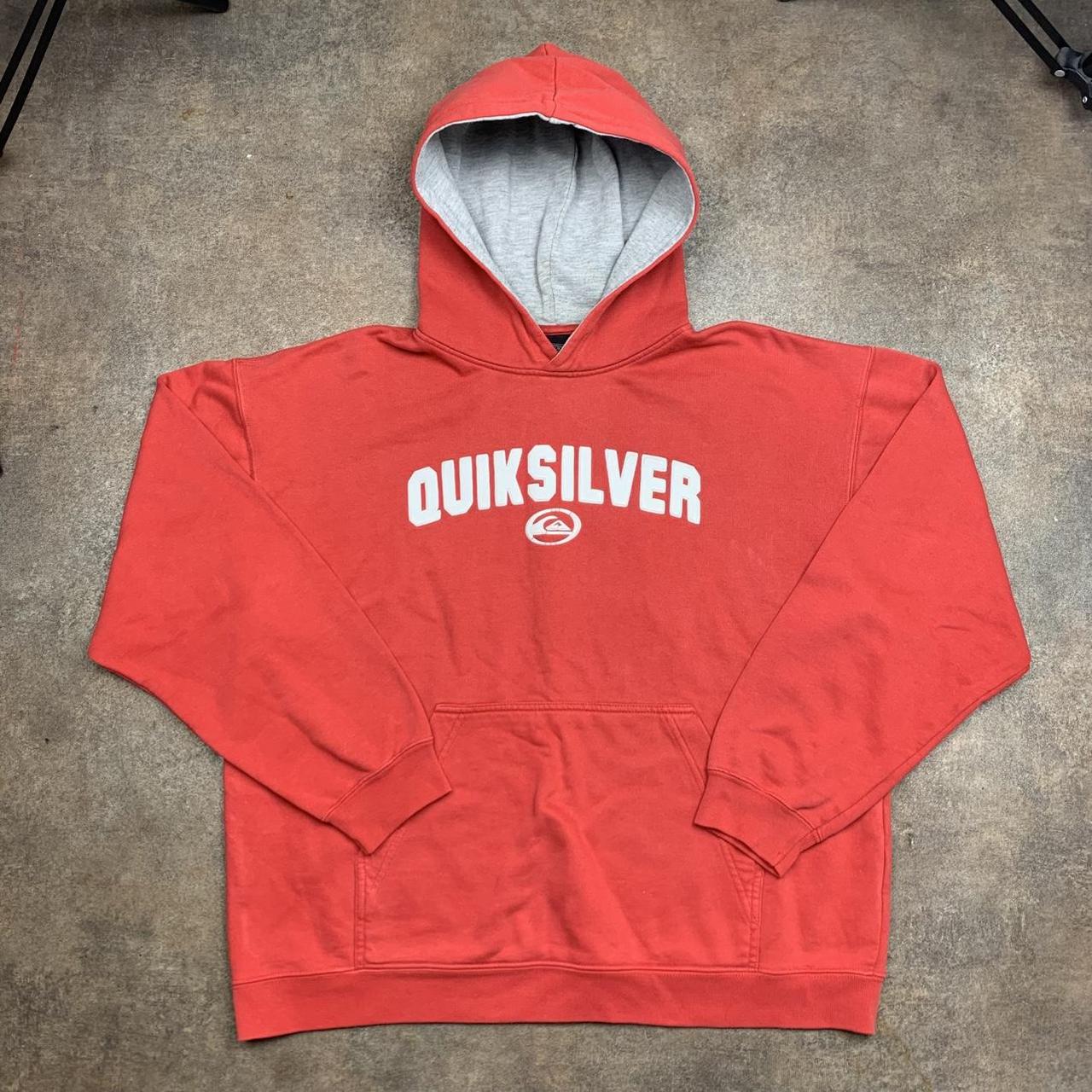 Quiksilver 90s red boxy graphic hoodie
