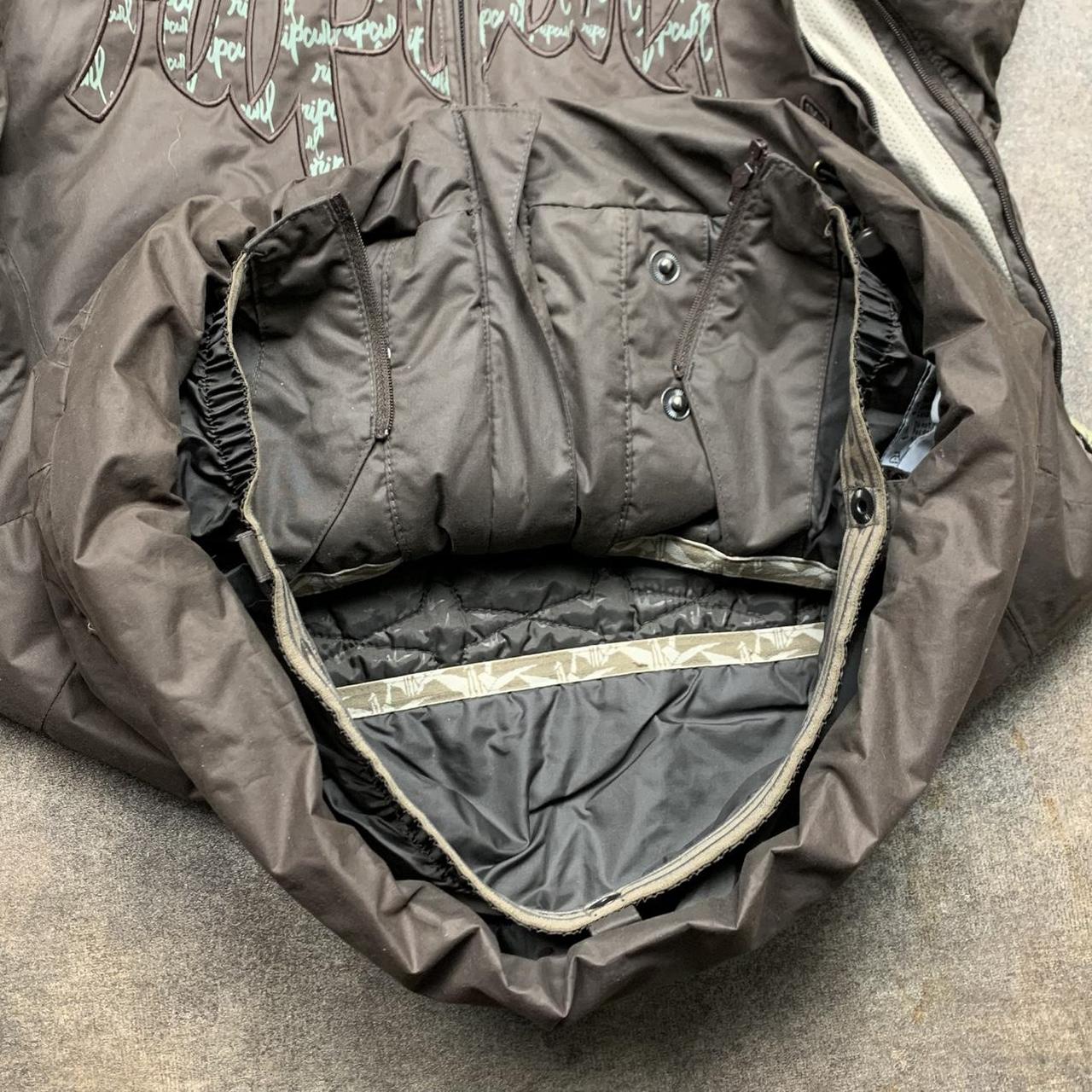 Rip Curl 00s brown ski fur hood graphic jacket