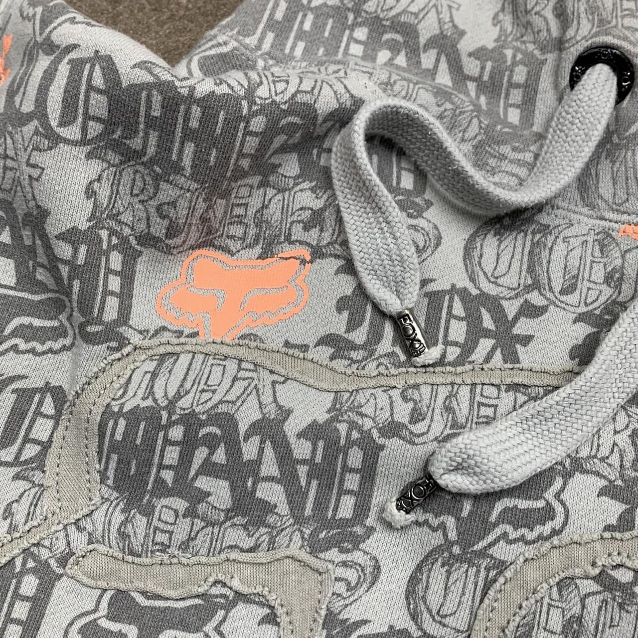 Fox Racing 00s grey baggy graphic hoodie