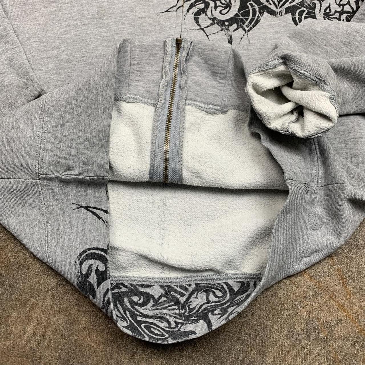 Fox Racing 00s grey grunge graphic zip hoodie