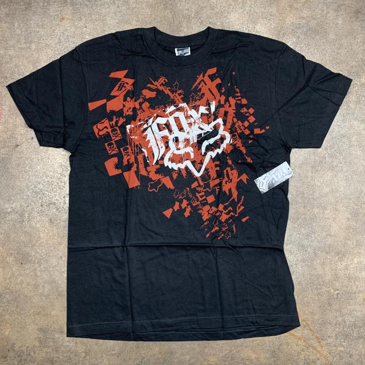 Fox Racing 00s black grunge graphic tee