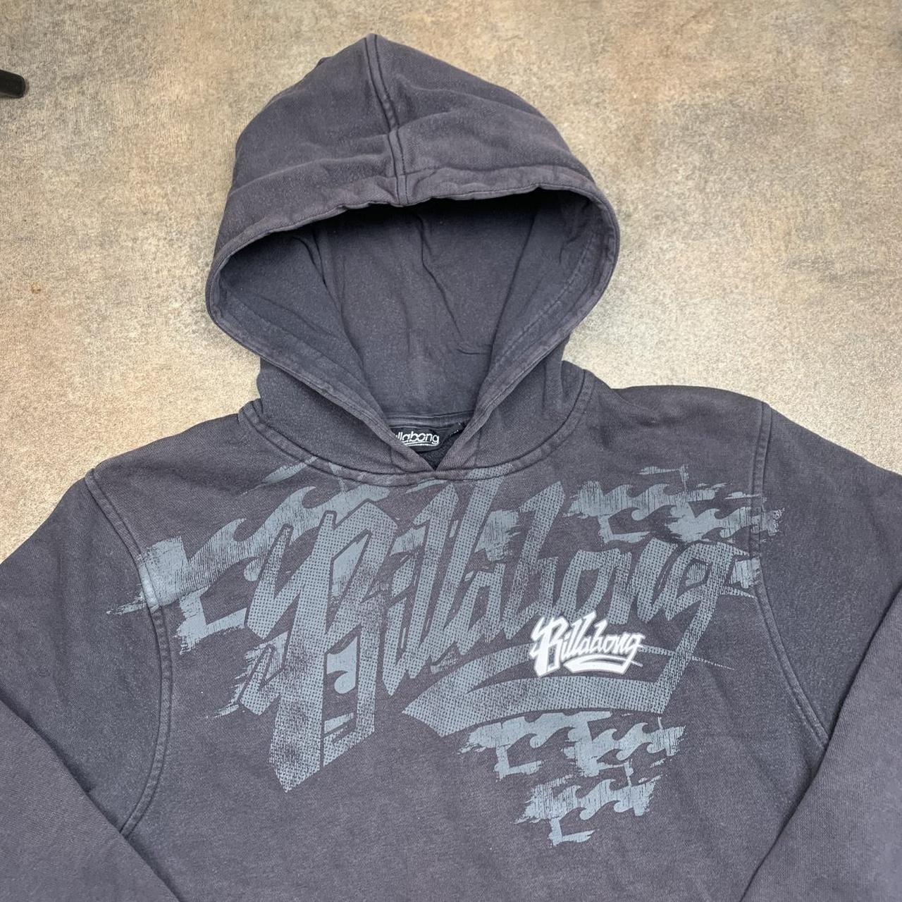 Billabong 00s navy-grey boxy graphic hoodie