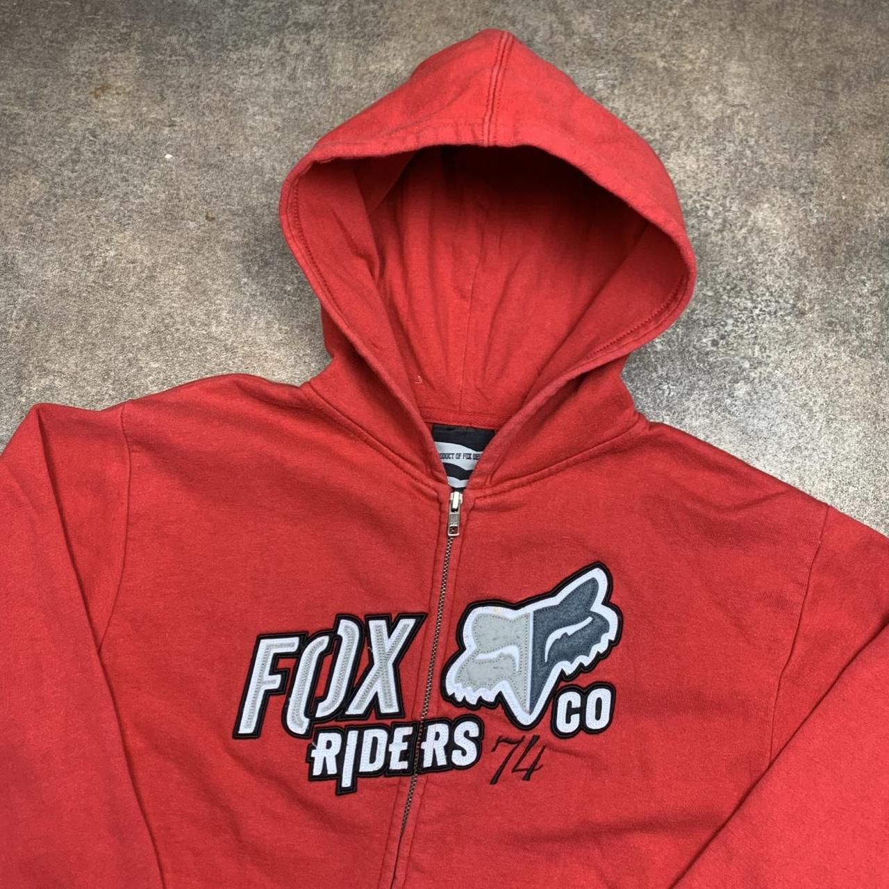 Fox Racing 00s red graphic baggy hoodie