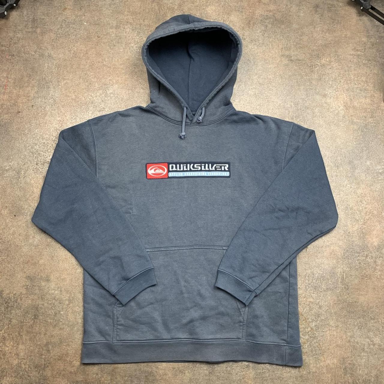 Quiksilver 90s graphic navy faded baggy hoodie