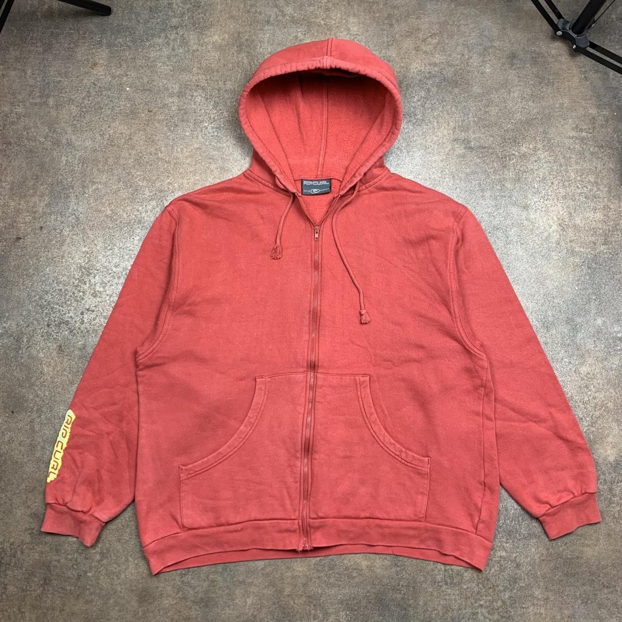 Rip Curl 00s red graphic boxy zip hoodie
