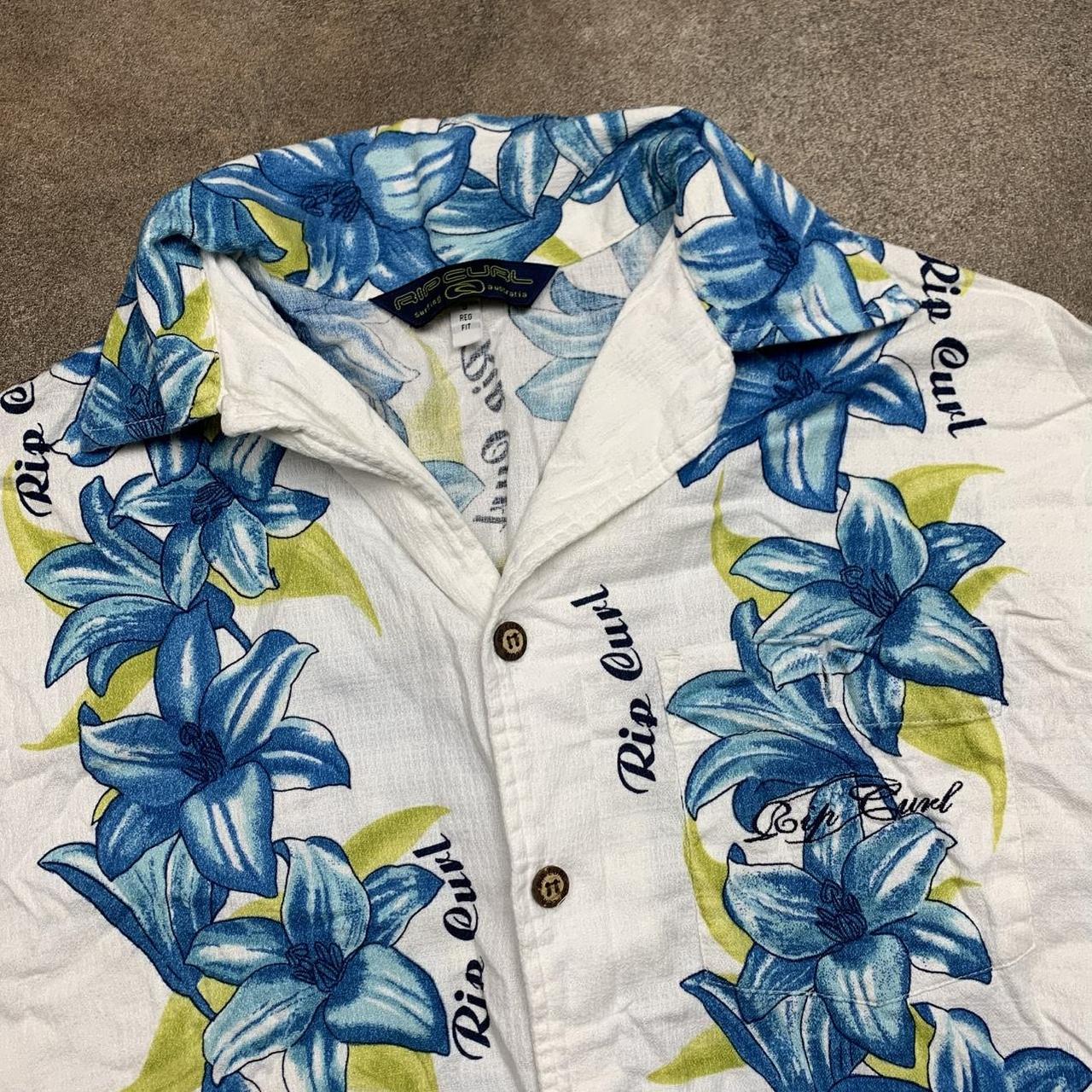 Rip Curl 00s white blue Hawaiian shirt