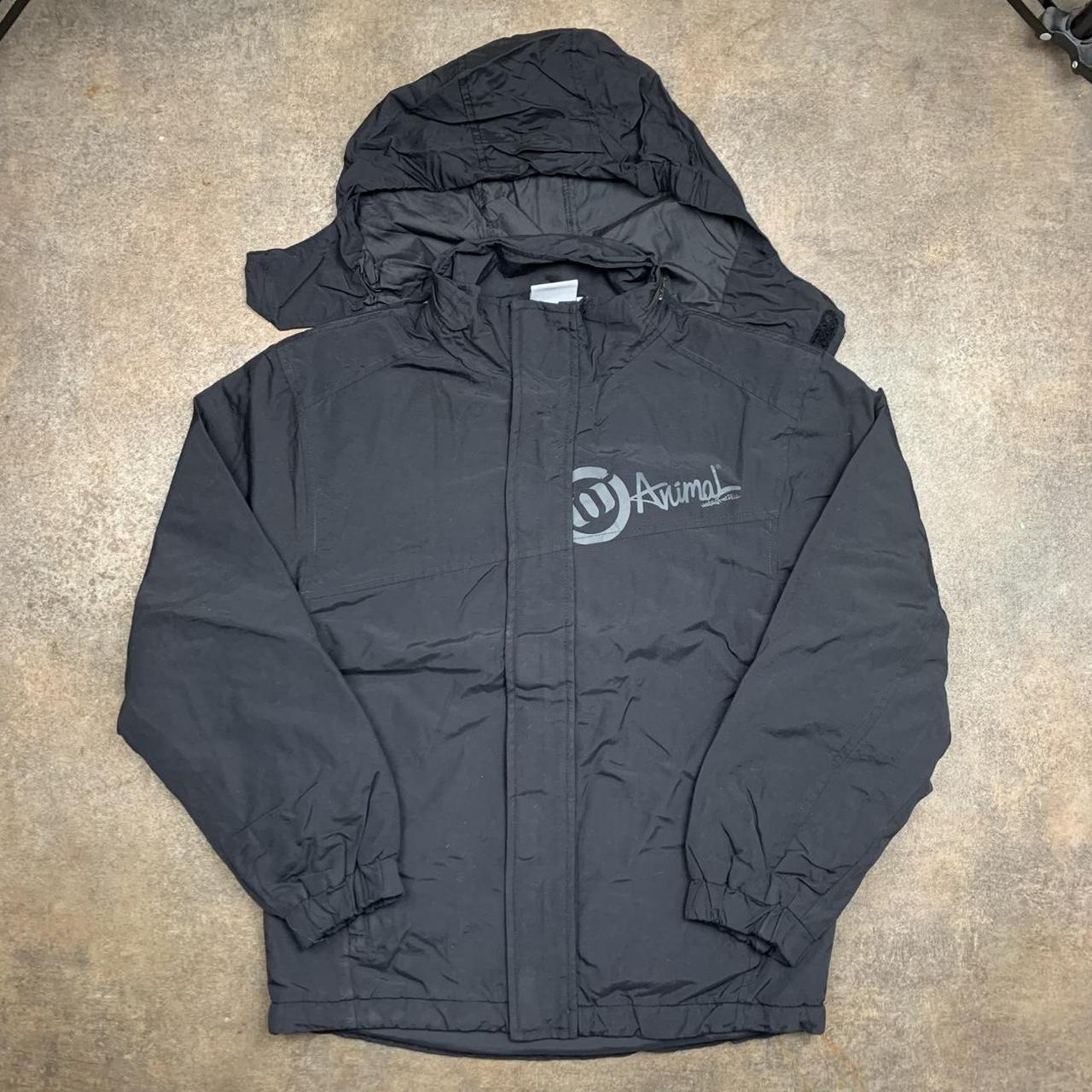 Animal 00s black grey graphic utilised zip jacket