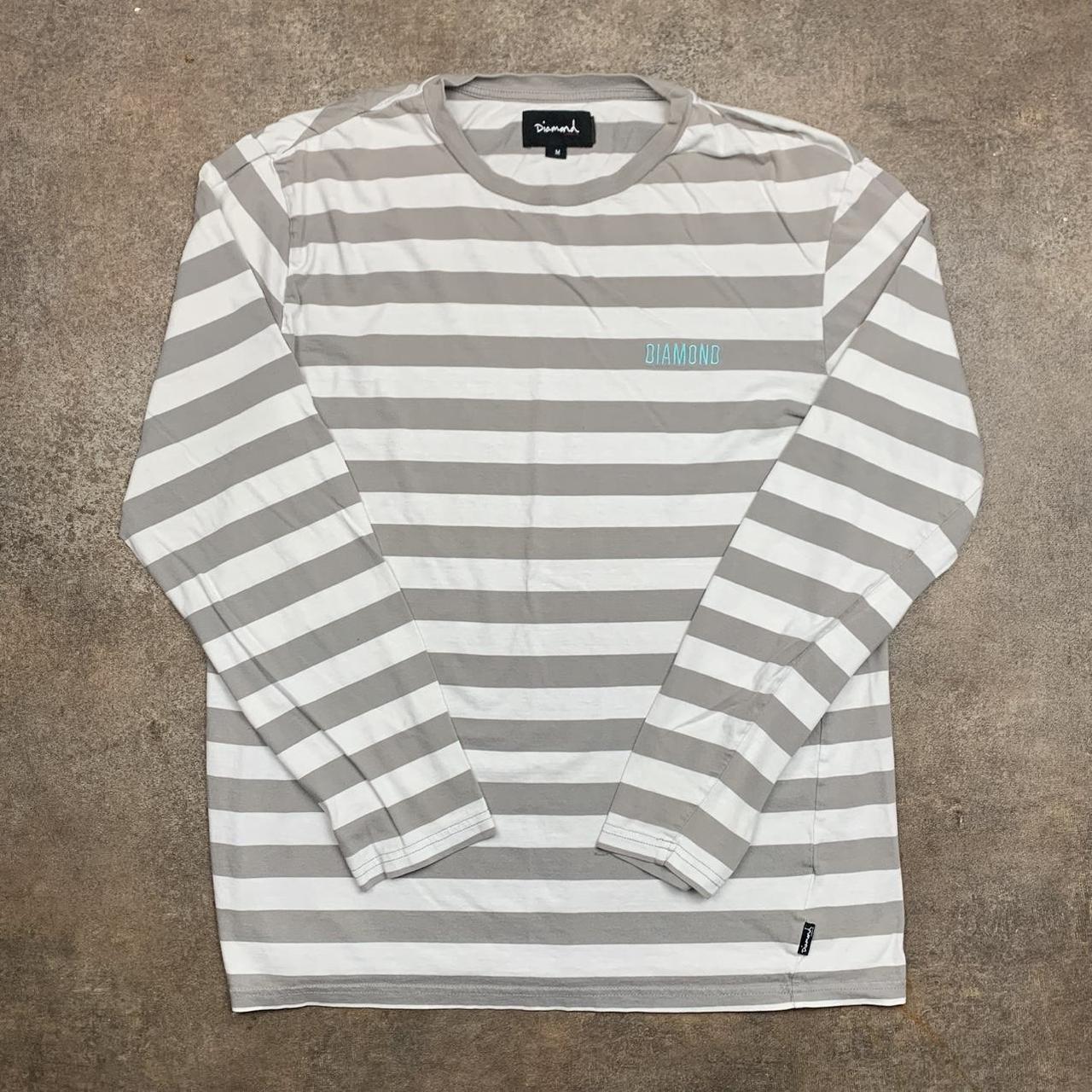 Diamond Supply Co. white grey striped long sleeve tee