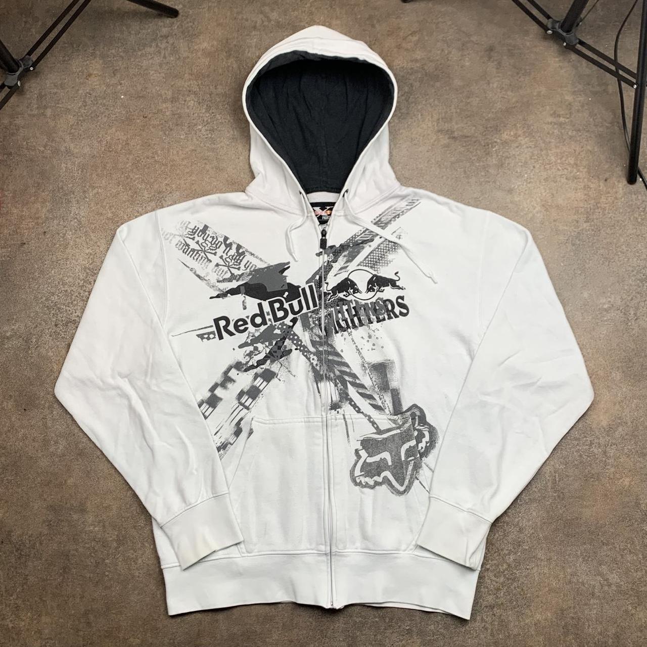 Fox Racing x Red Bull 00s graphic white boxy zip hoodie