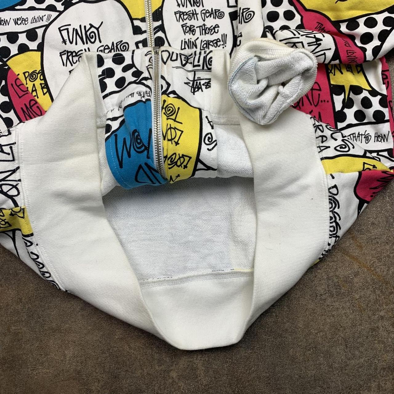 Stüssy 00s white pop art graphic zip hoodie