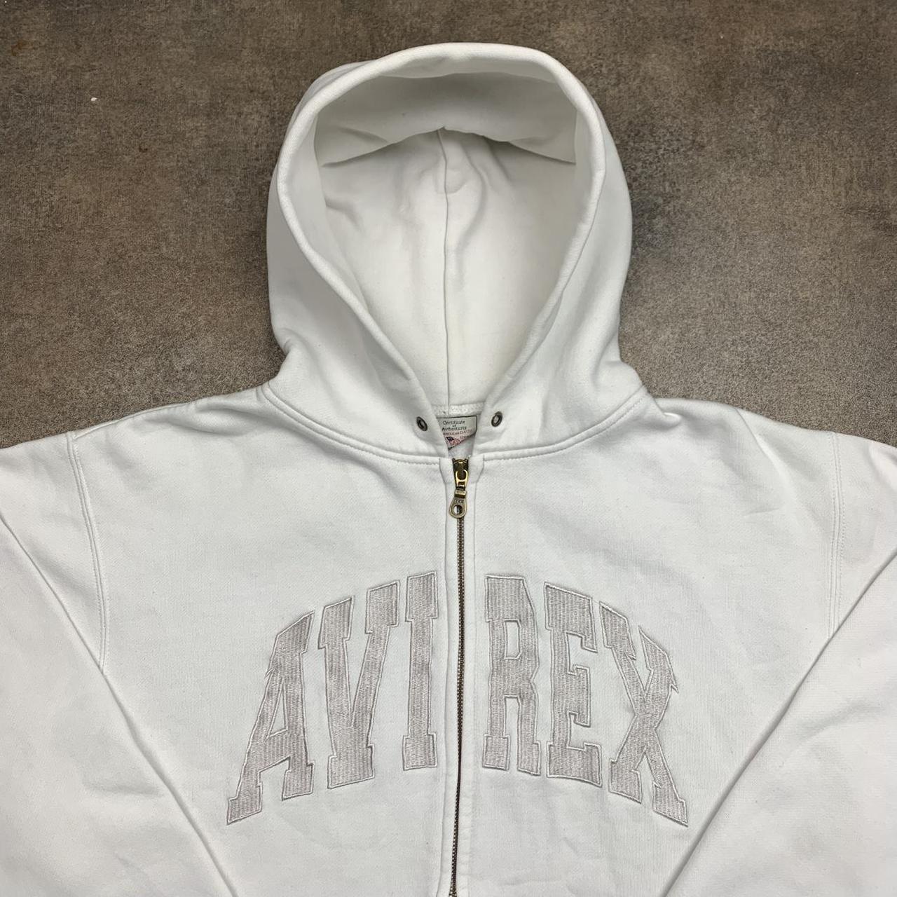 Avirex 00s graphic baggy white zip hoodie