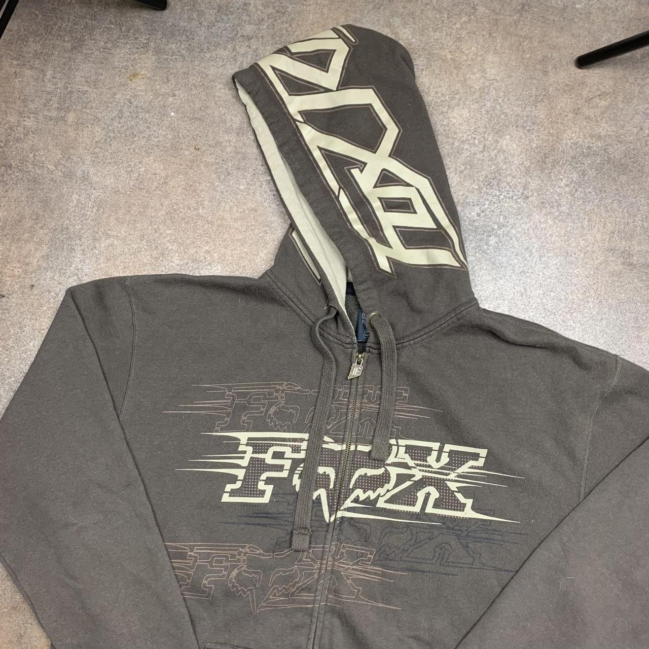 Fox Racing 00s graphic brown baggy zip hoodie