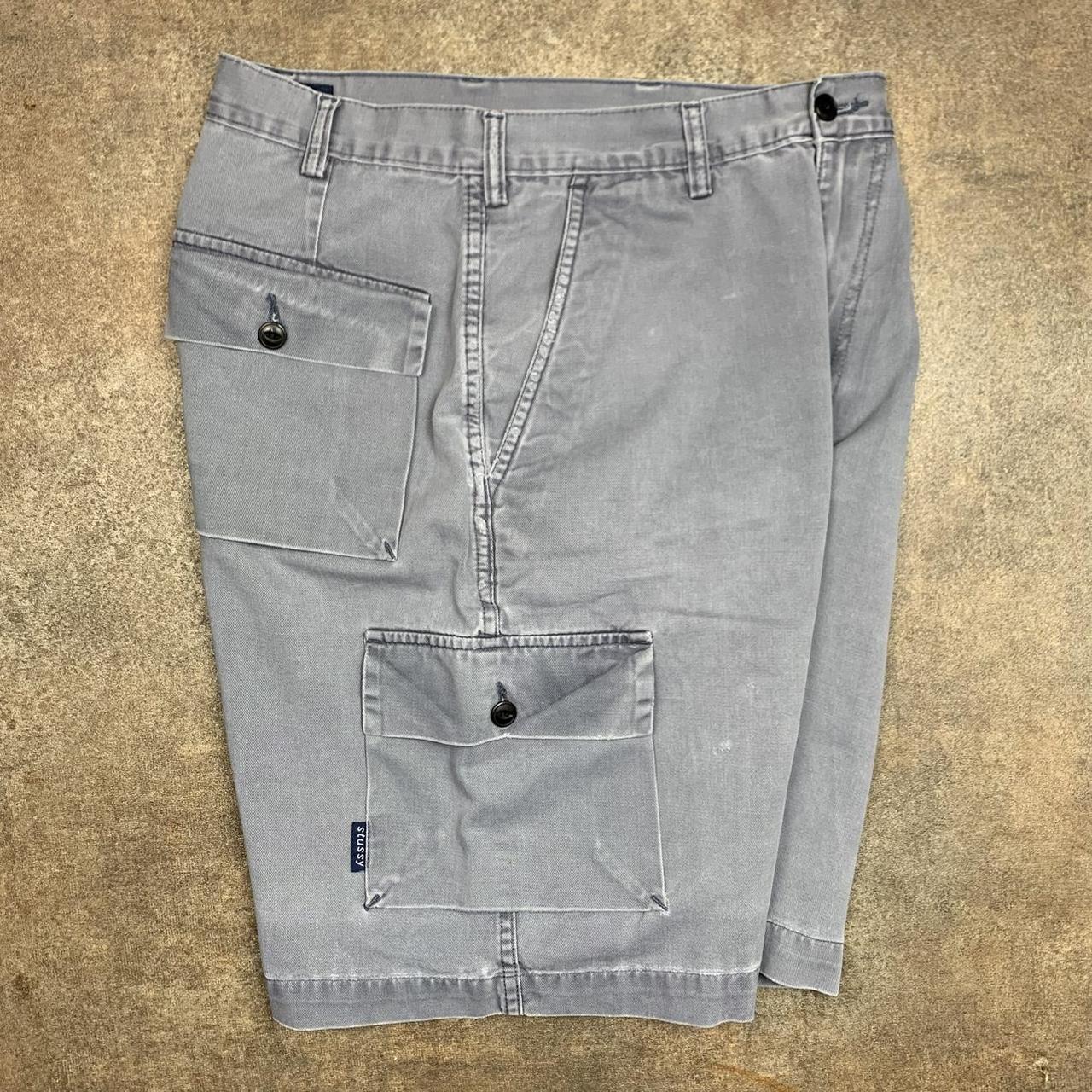 Stüssy 00s grey baggy cargo denim shorts
