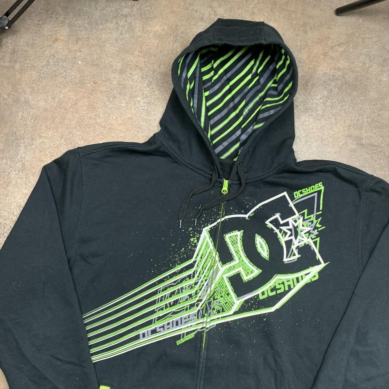 DC Shoes 00s black green graphic boxy zip hoodie