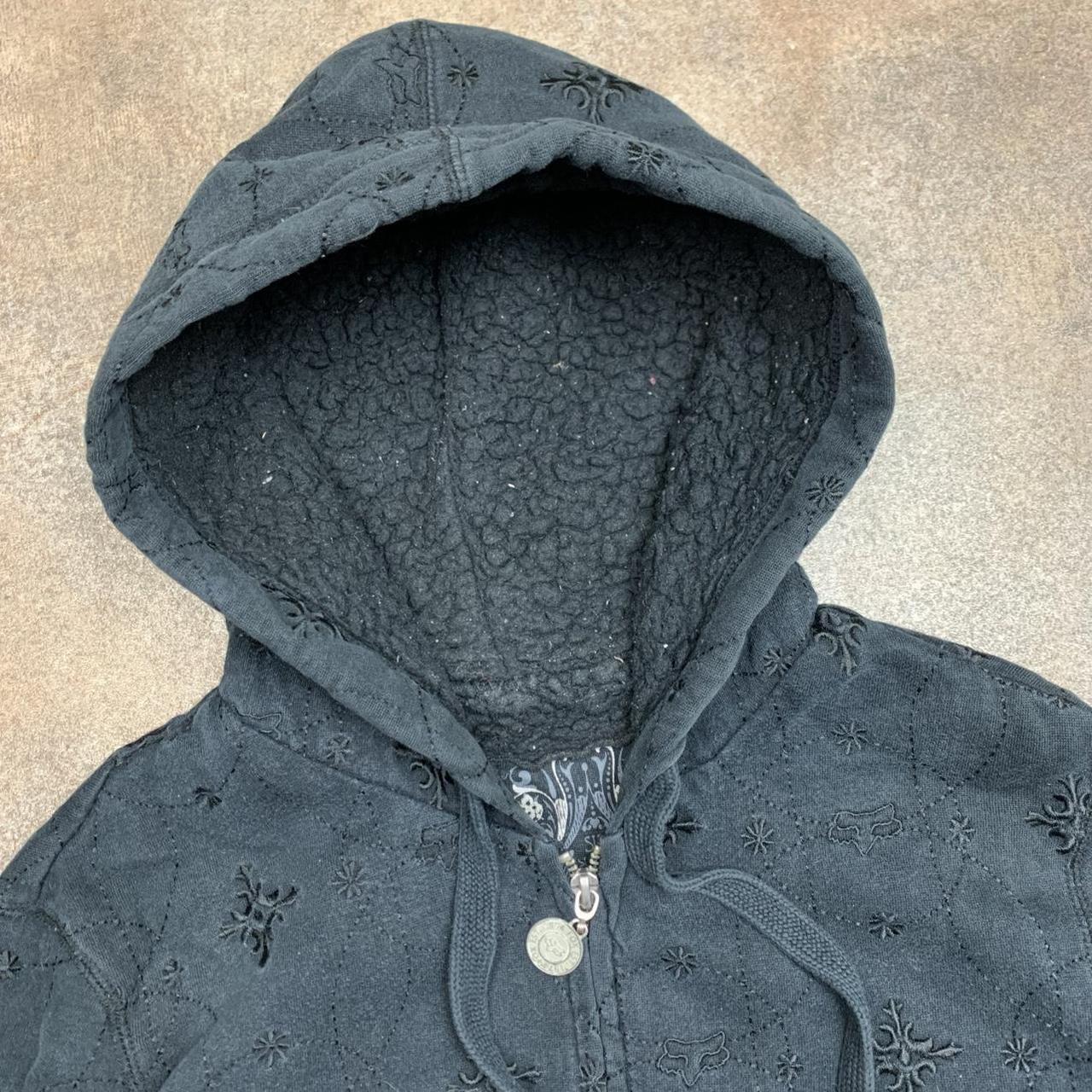 Fox Racing 00s black graphic grunge lined zip hoodie