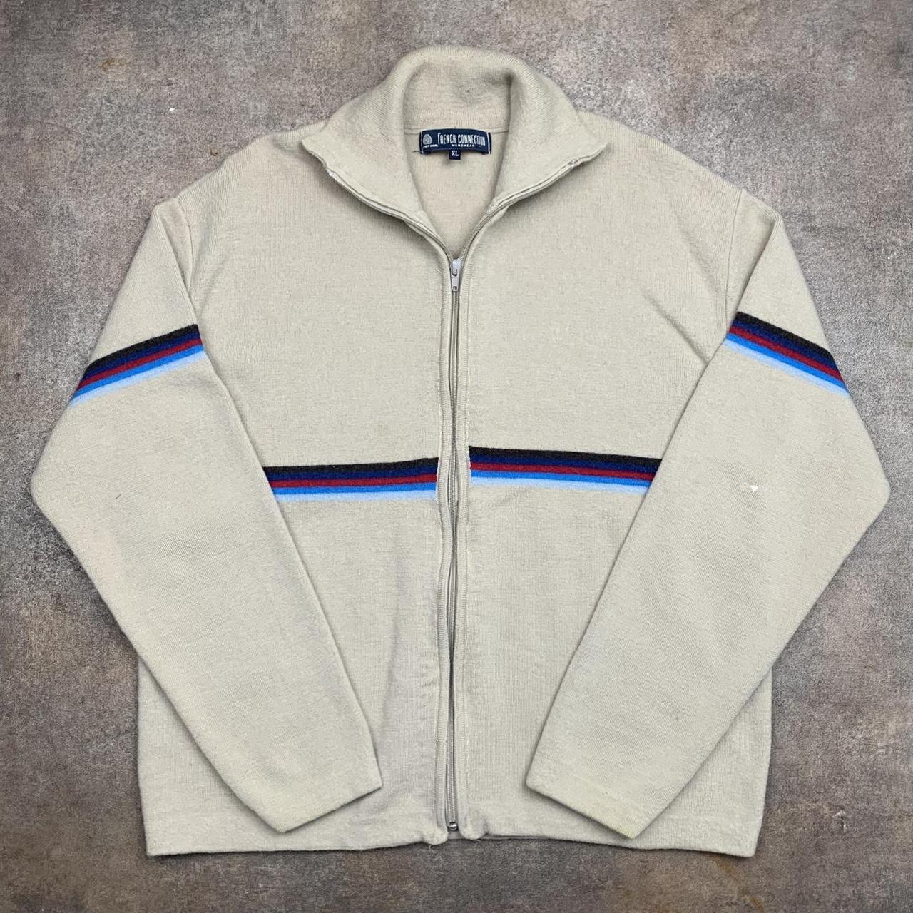 French Connection 00s cream wool zip sweater