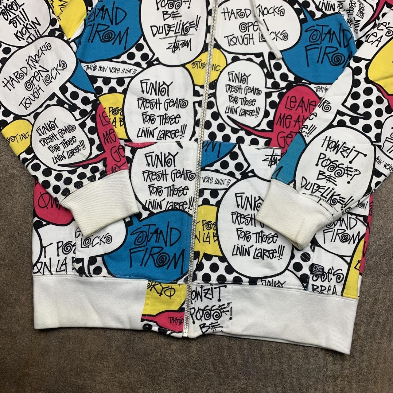 Stüssy 00s white pop art graphic zip hoodie