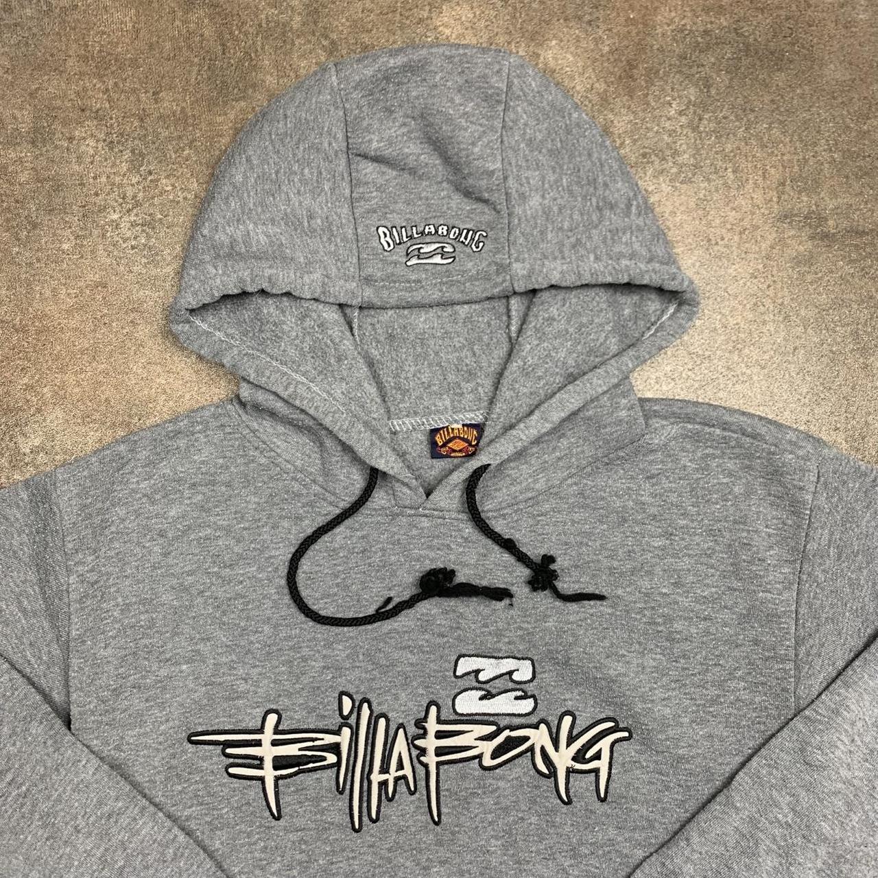 Billabong 90s light grey boxy graphic hoodie