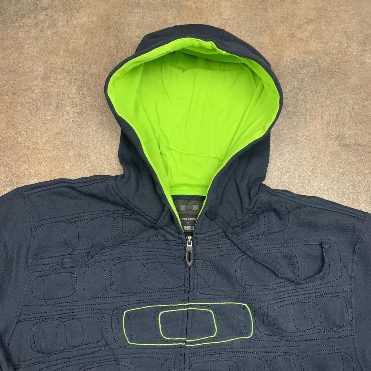 Oakley 00s navy green graphic boxy zip hoodie