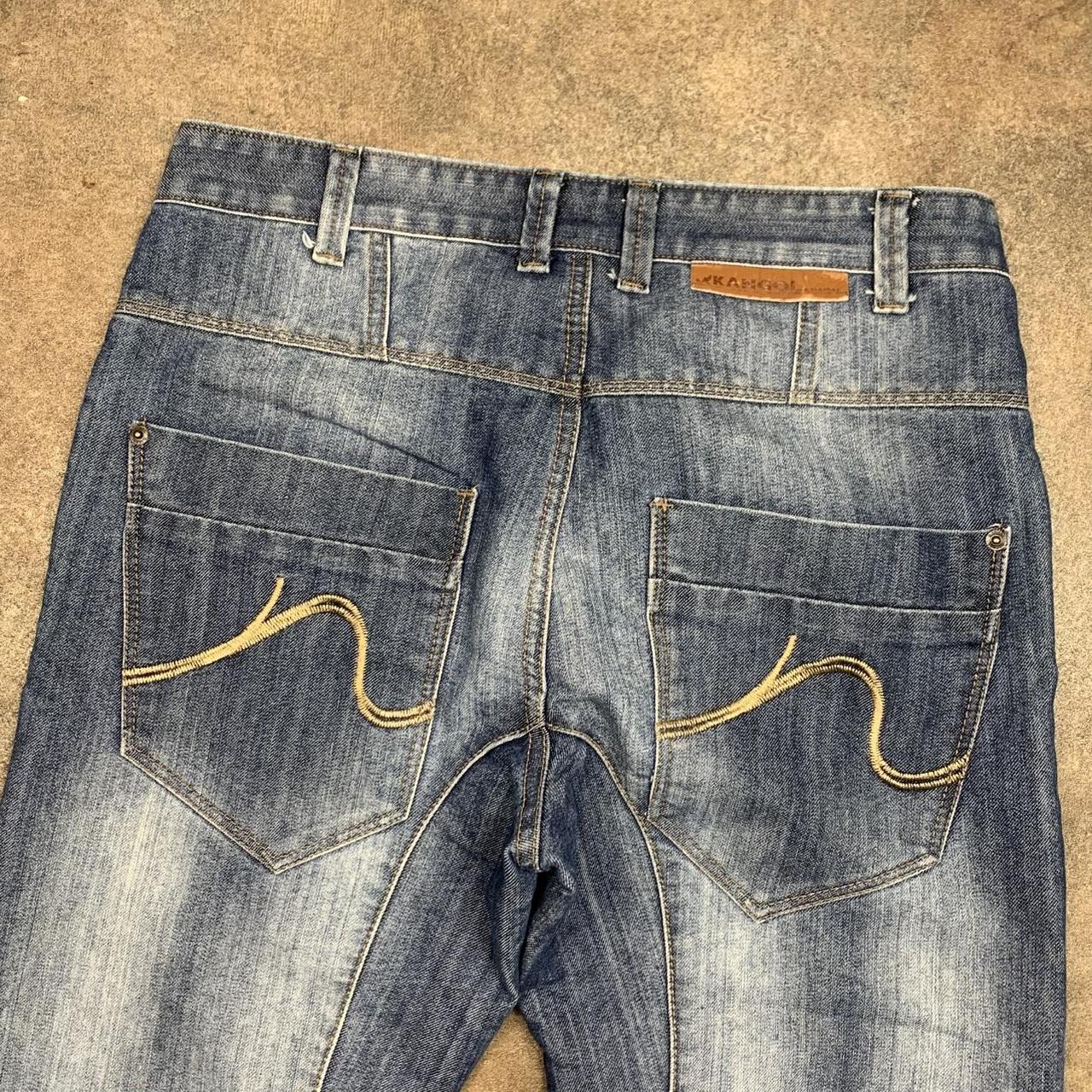 Kangol 00s denim baggy navy blue double knee jeans