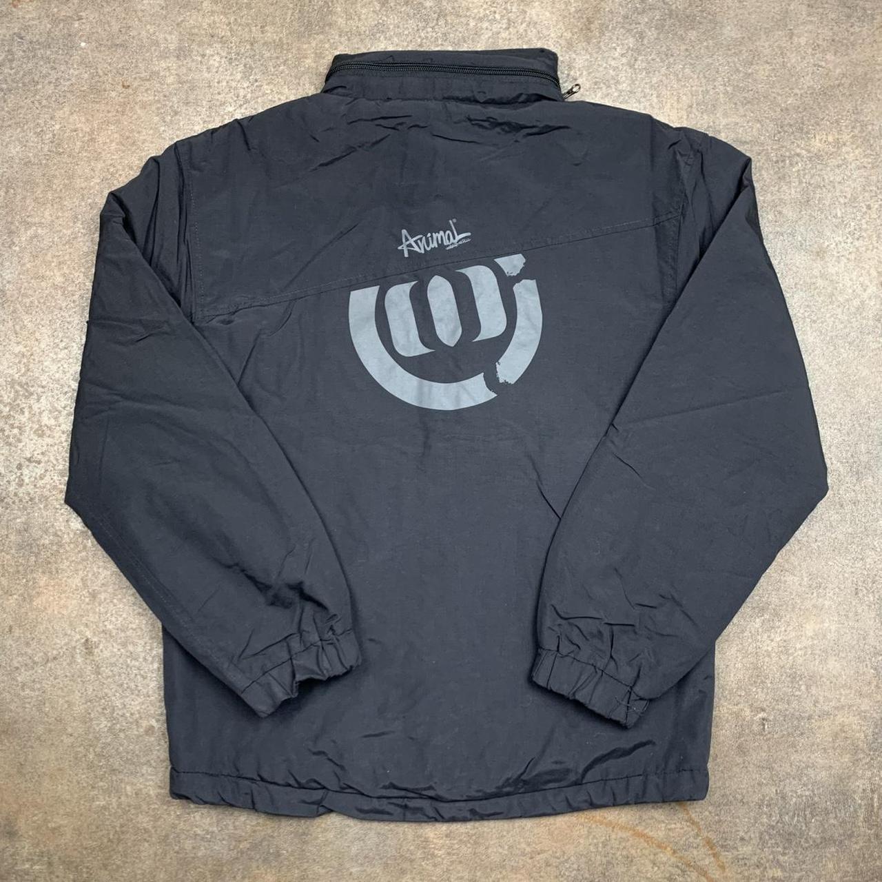 Animal 00s black grey graphic utilised zip jacket