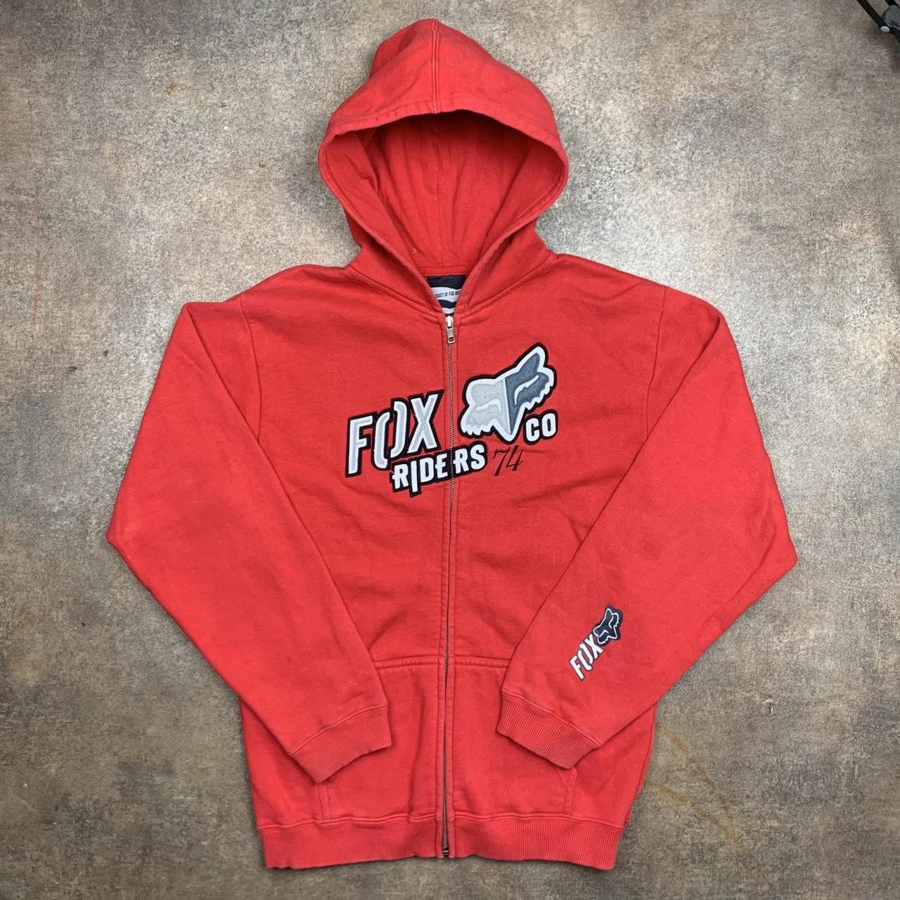 Fox Racing 00s red graphic baggy hoodie