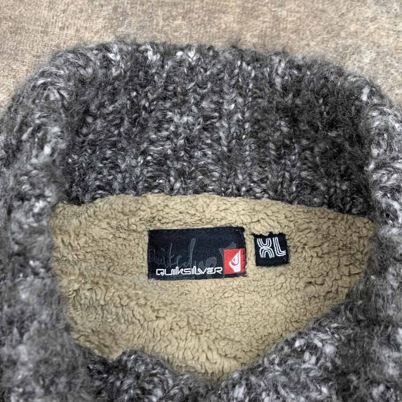 Quiksilver 00s grey lined chunky knit sweater