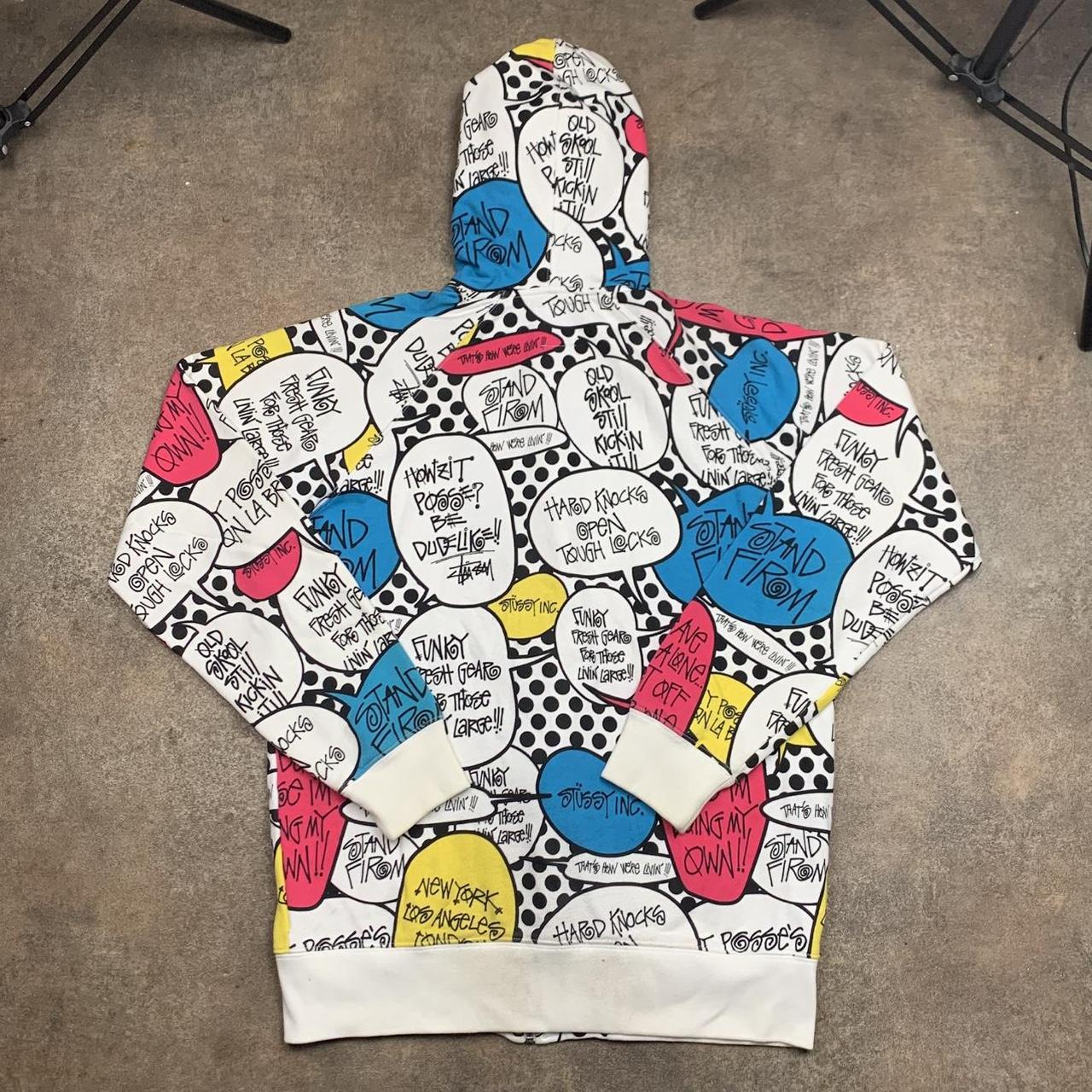 Stüssy 00s white pop art graphic zip hoodie