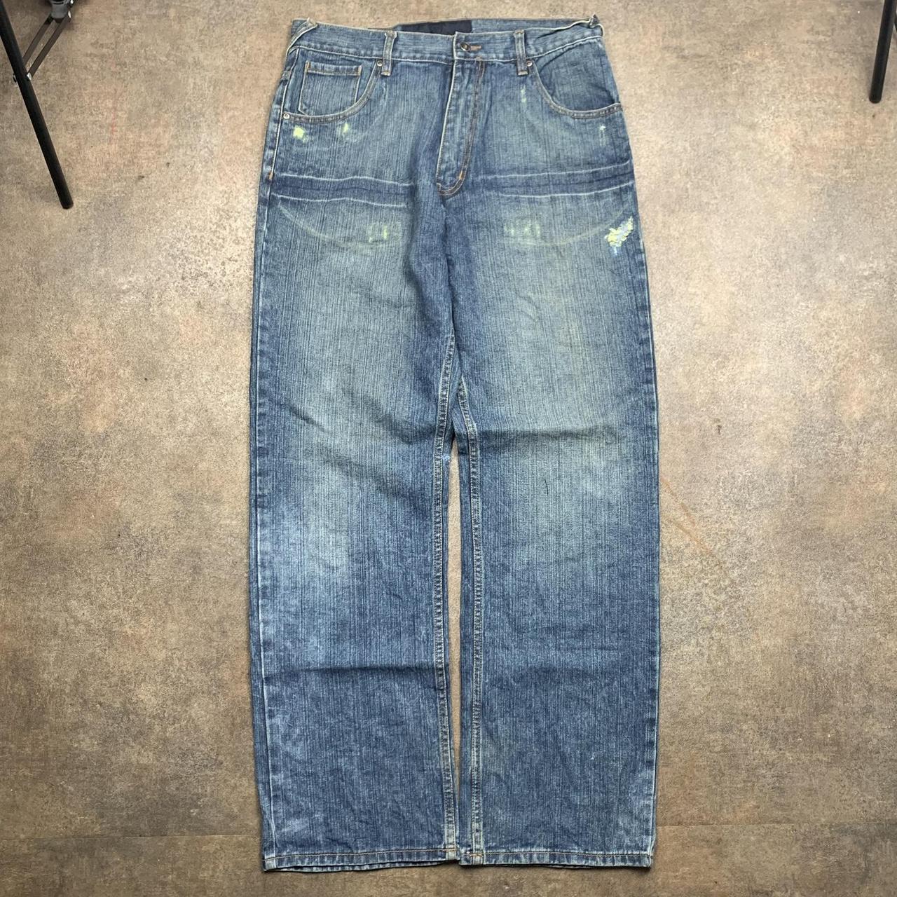 Phat Farm 00s baggy graphic blue jeans
