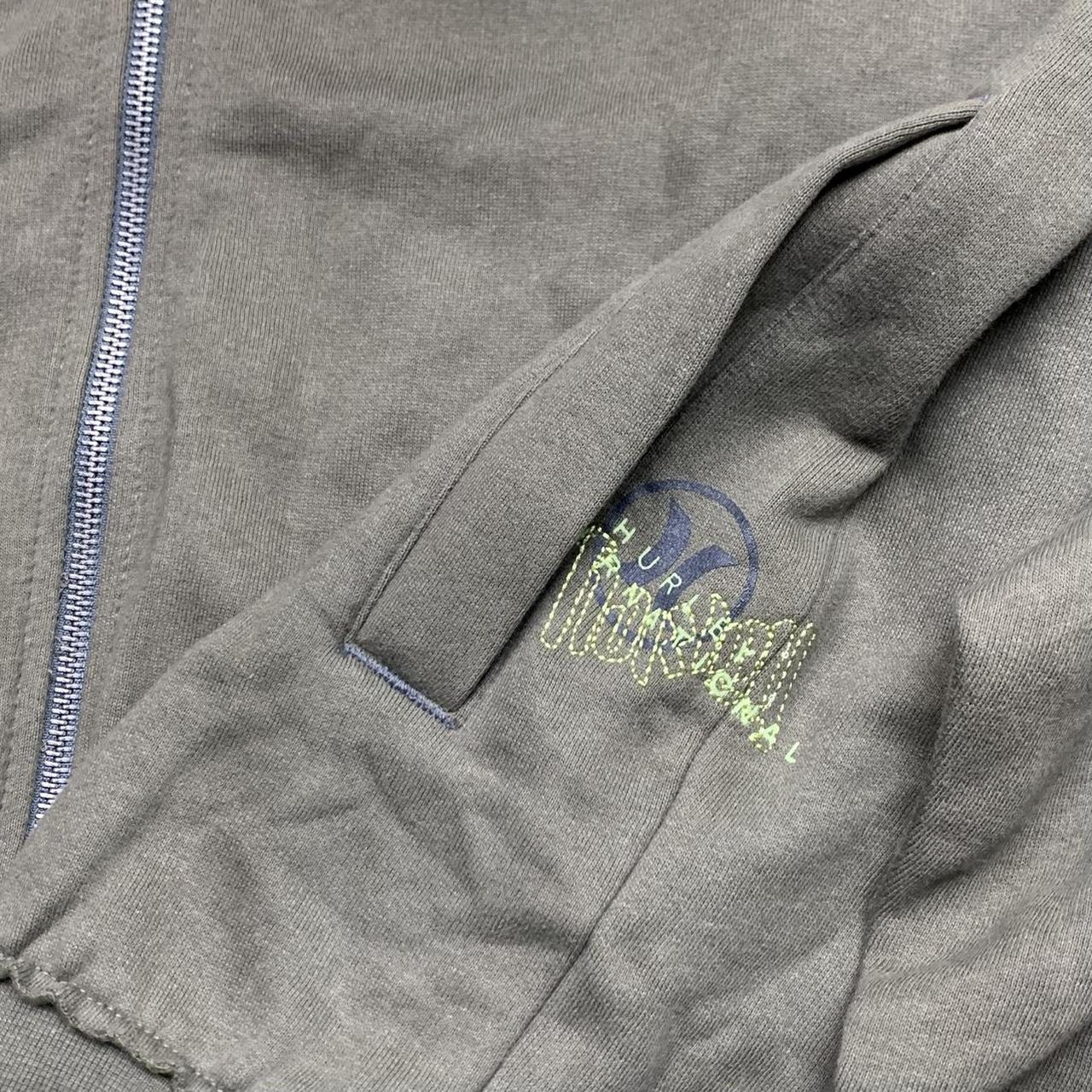 Hurley 00s khaki graphic boxy zip hoodie