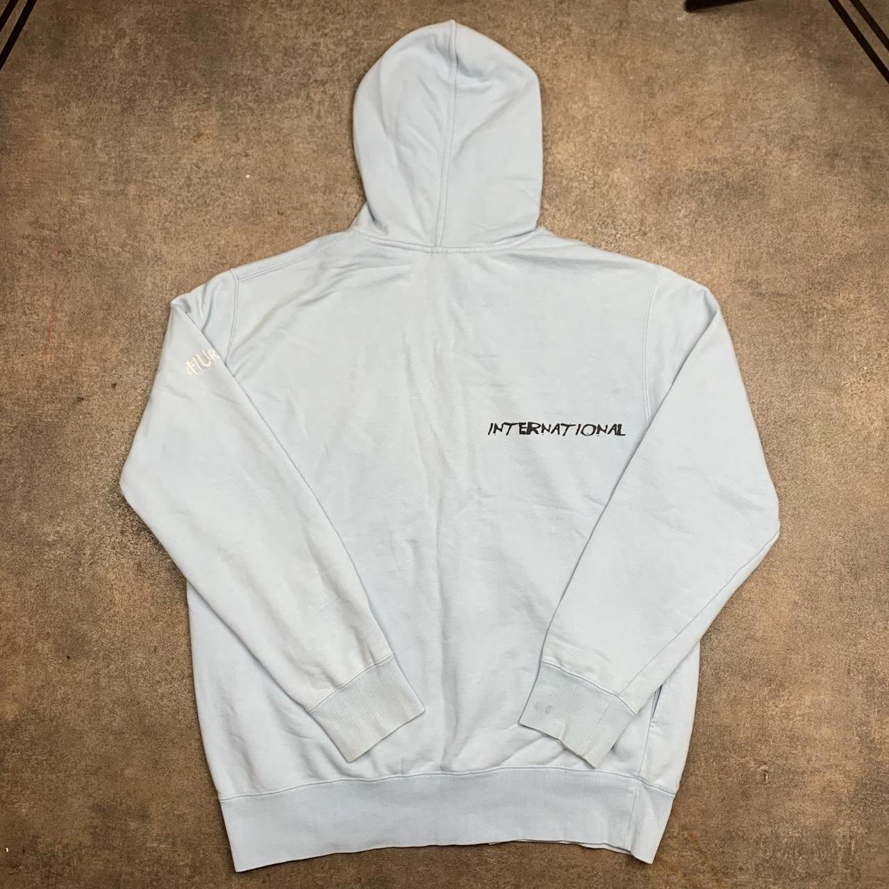Hurley 00s graphic pale blue baggy zip hoodie