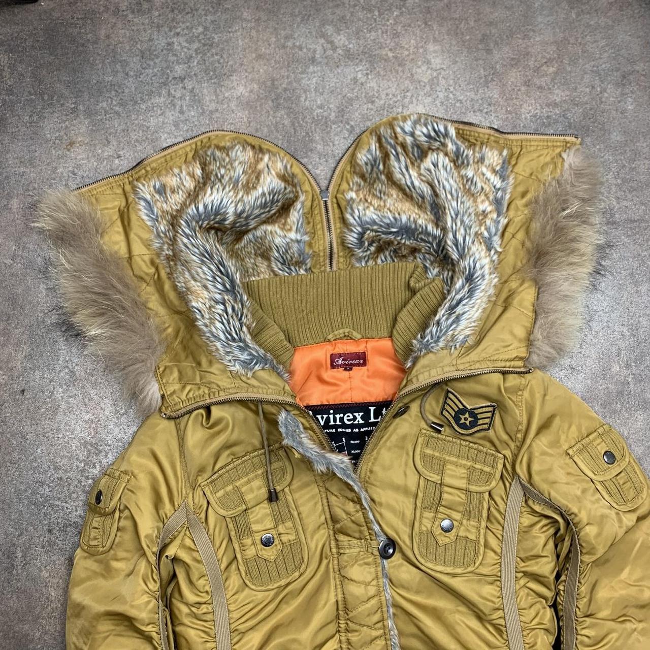 Avirex 00s utilised split hood mustard zip long coat