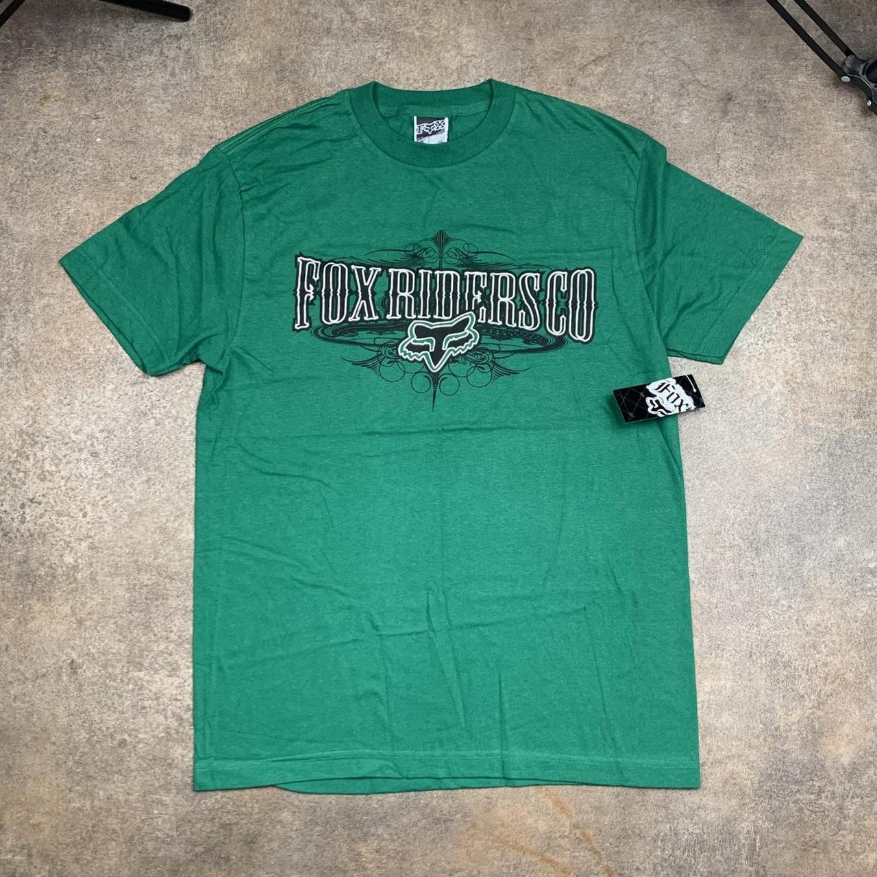 Fox Racing 00s green grunge graphic tee