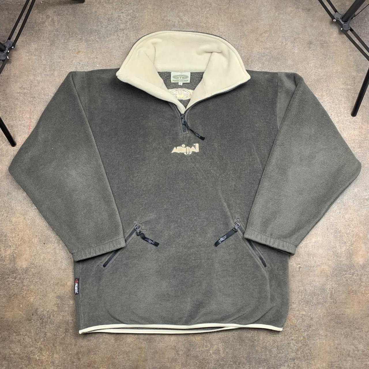 Animal 90s brown-grey boxy logo fleece sweater