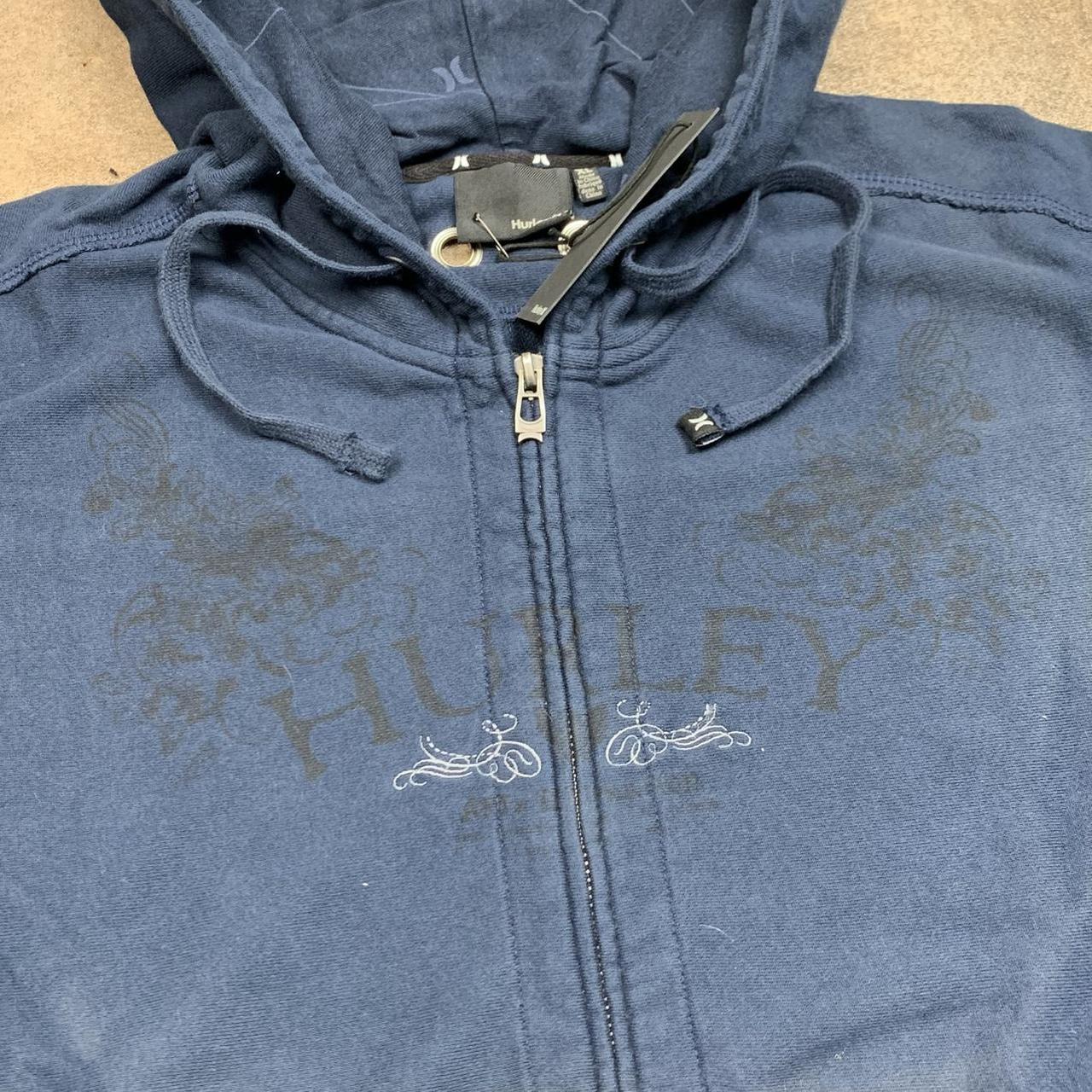 Hurley 00s navy graphic grunge boxy zip hoodie