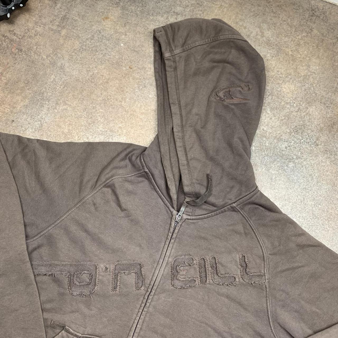 O’Neill 00s brown graphic cut and sew zip hoodie