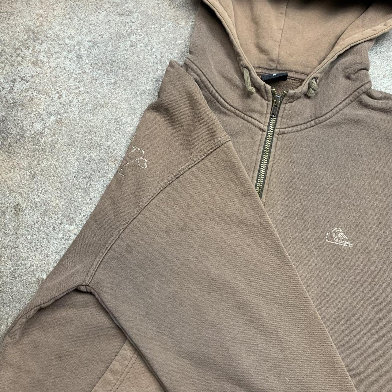 Quiksilver 00s brown grunge graphic zip hoodie