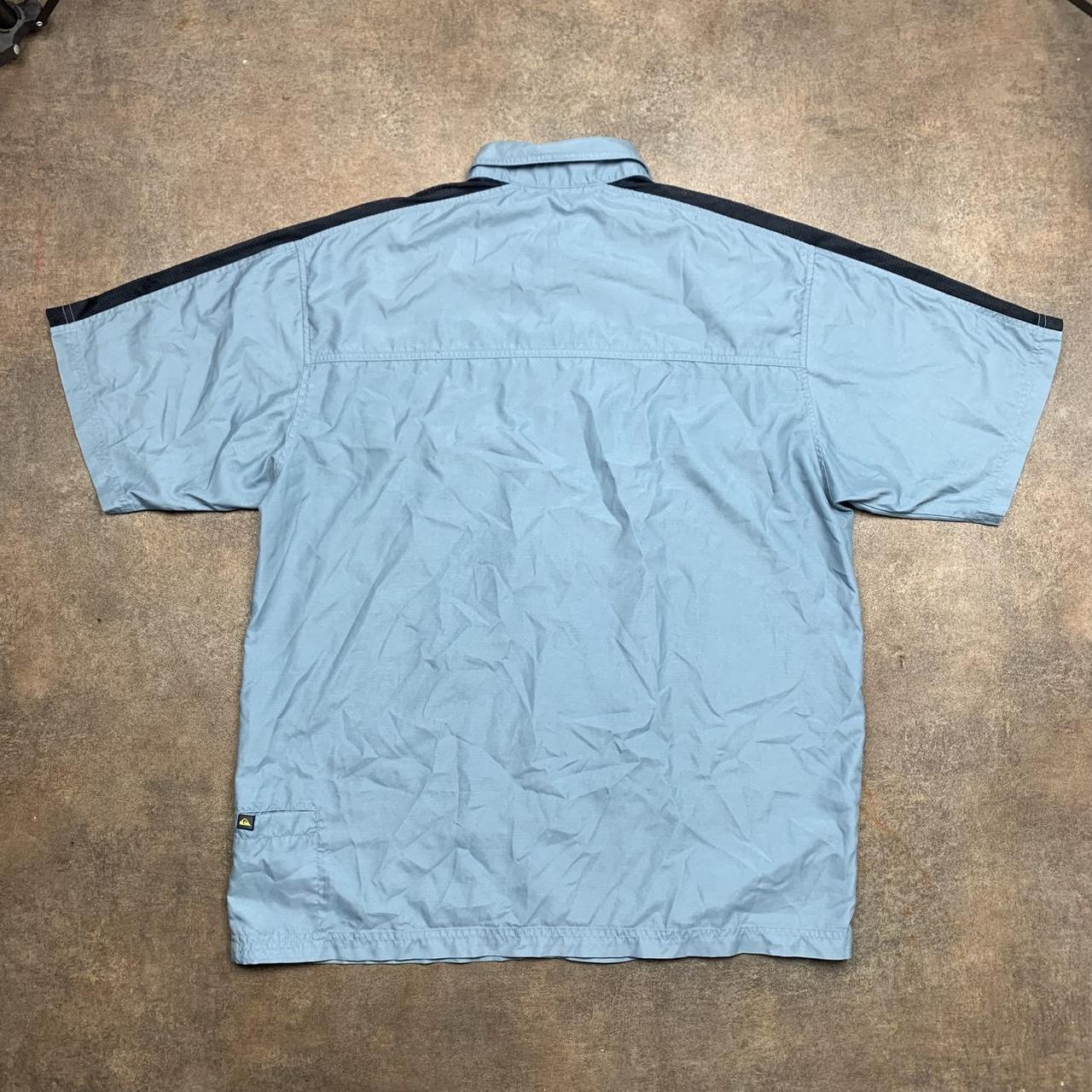 Quiksilver 90s graphic boxy blue button shirt