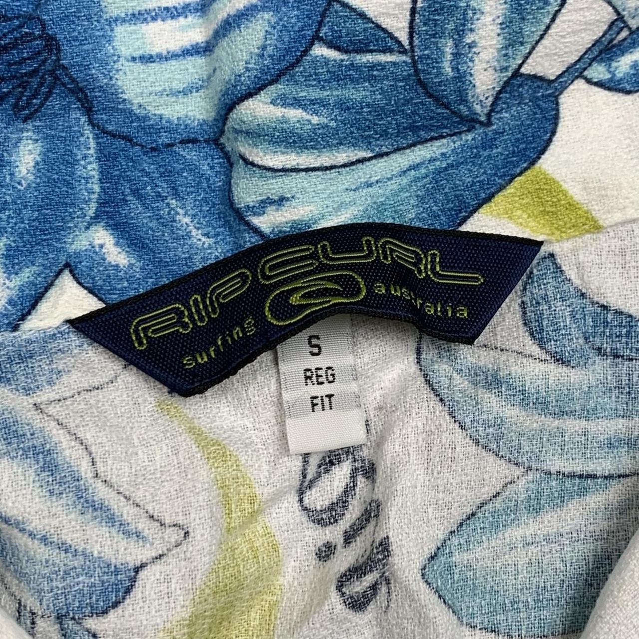 Rip Curl 00s white blue Hawaiian shirt