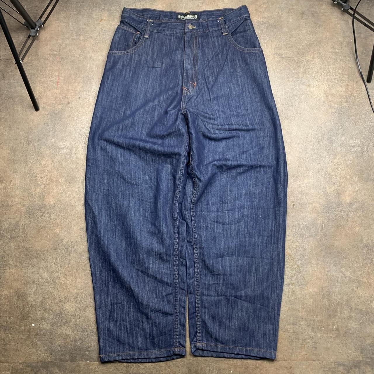Southpole 00s baggy navy embroidered denim jeans