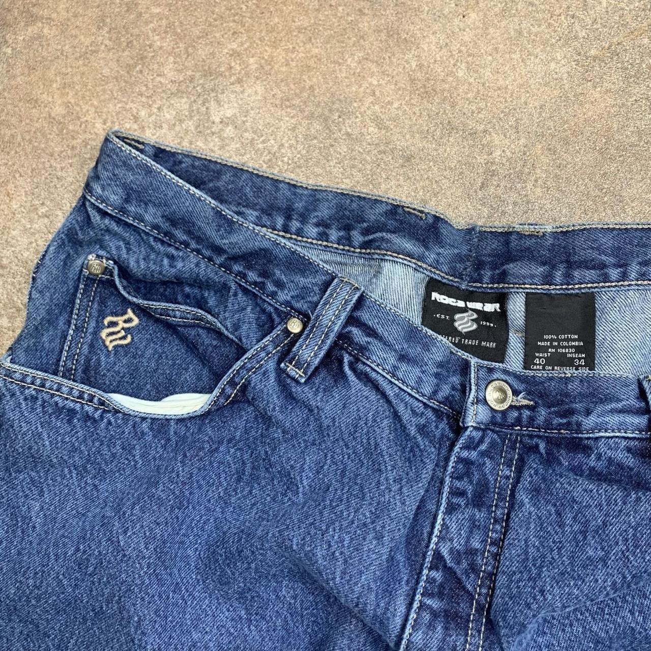 Rocawear 90s baggy navy graphic denim jeans