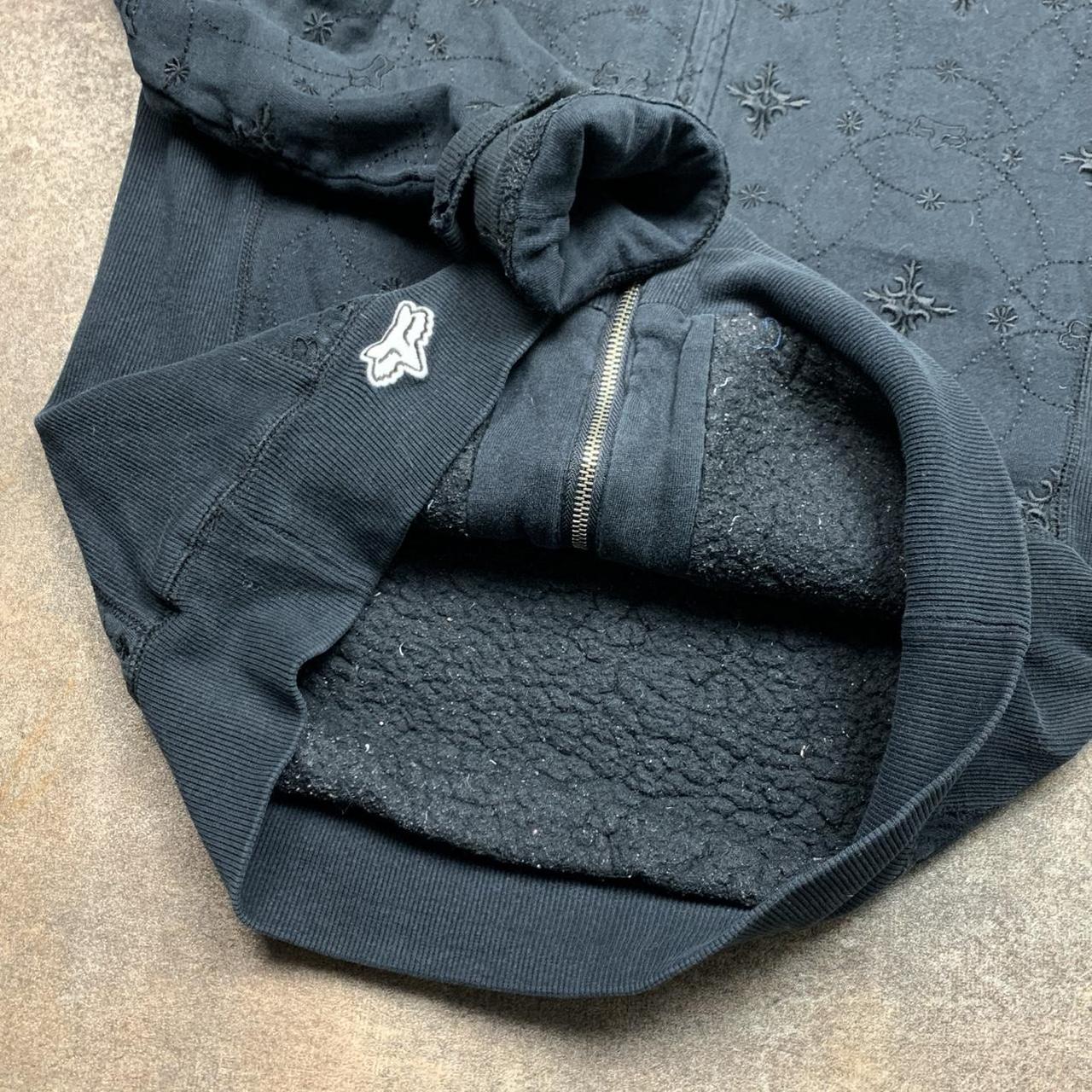 Fox Racing 00s black graphic grunge lined zip hoodie