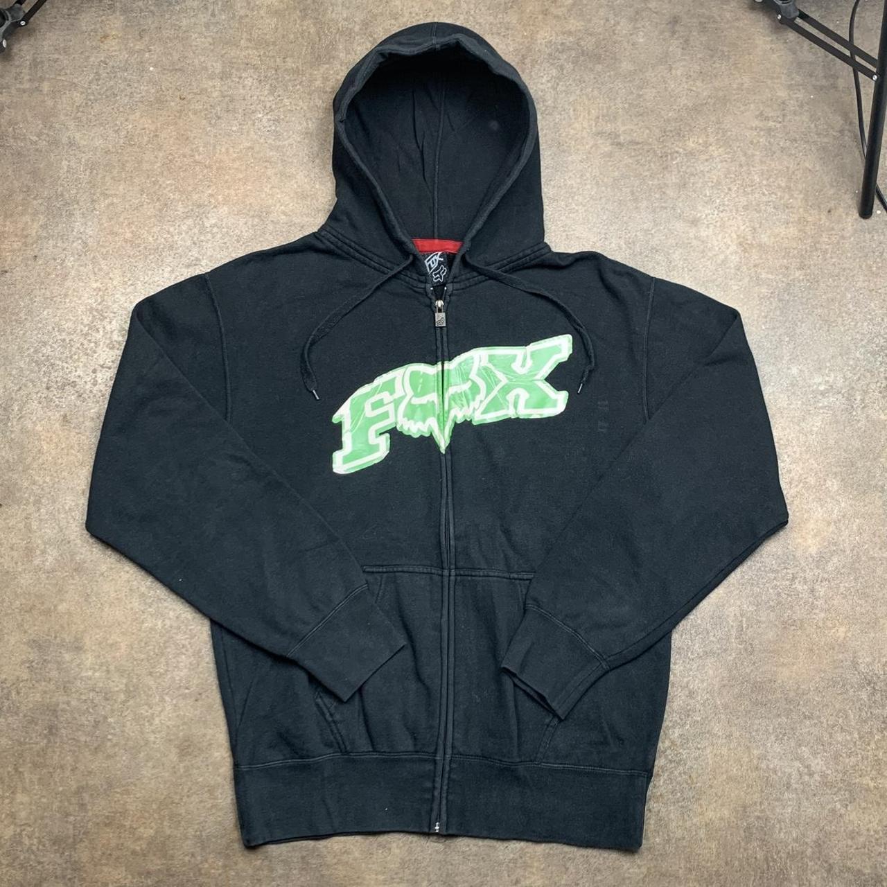 Fox Racing 00s black graphic boxy zip hoodie