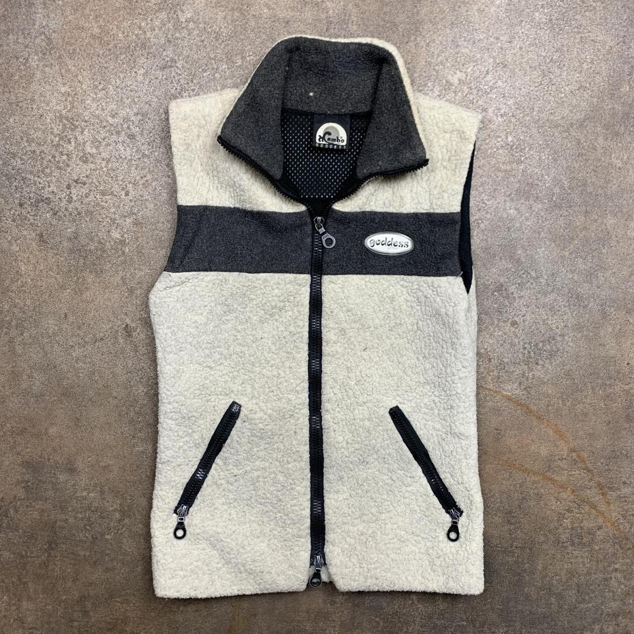 Mambo Goddess 00s white black fleece gilet vest