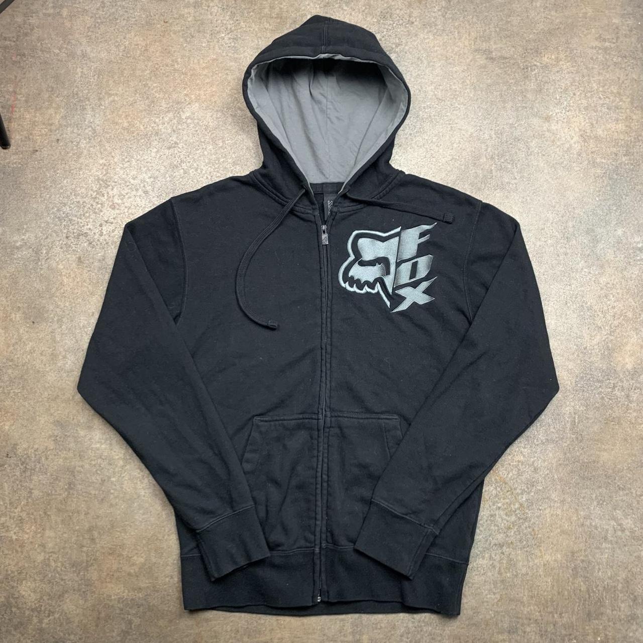 Fox Racing 00s black grunge graphic zip hoodie