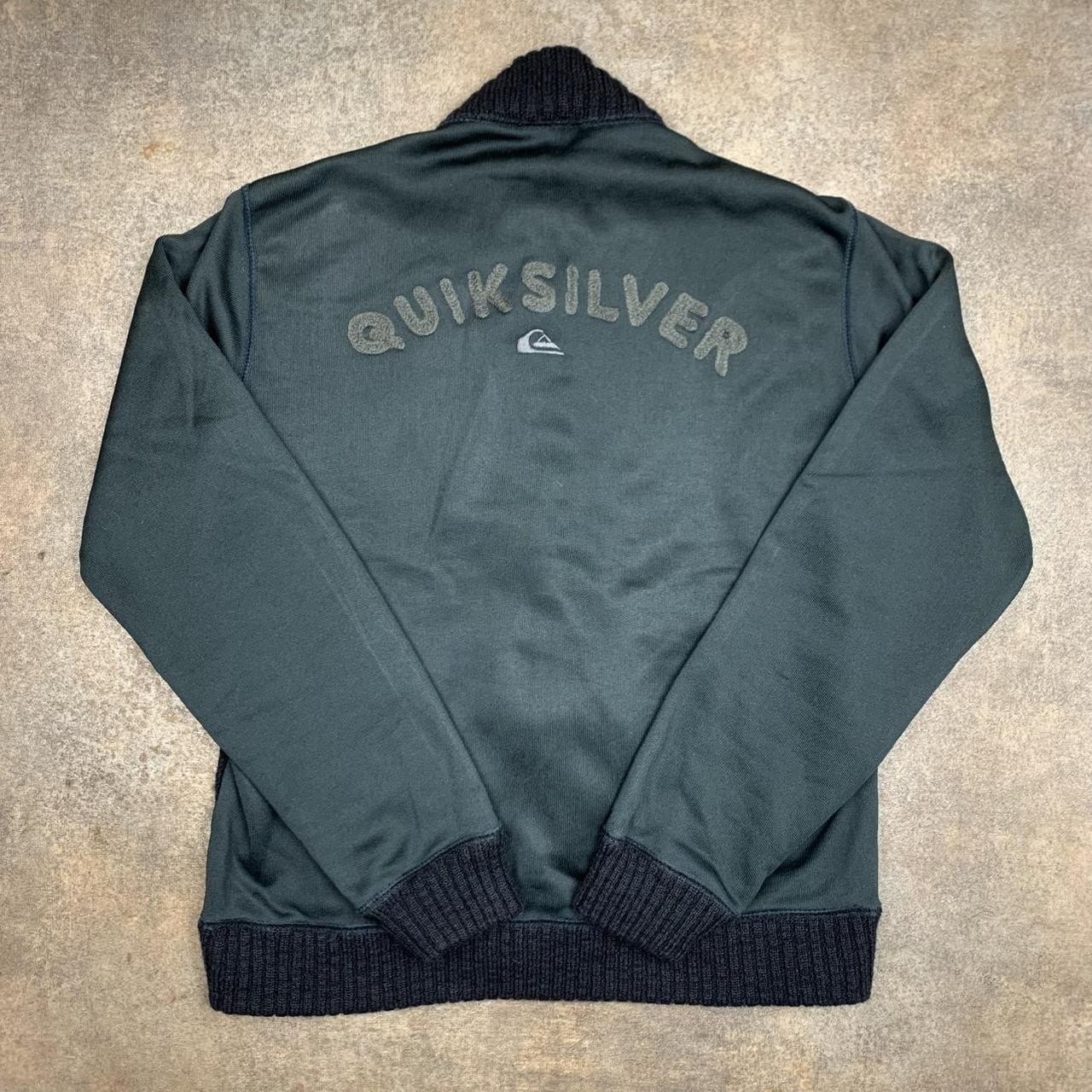 Quiksilver 00s graphic black grey knit fleece jacket
